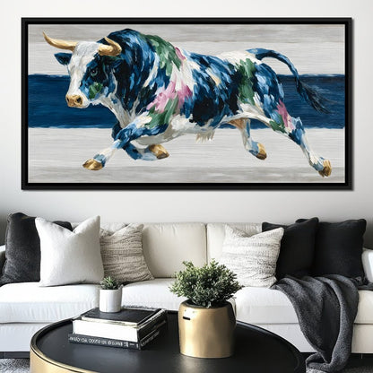 Charging Bull Color Fusion Canvas Wall Art