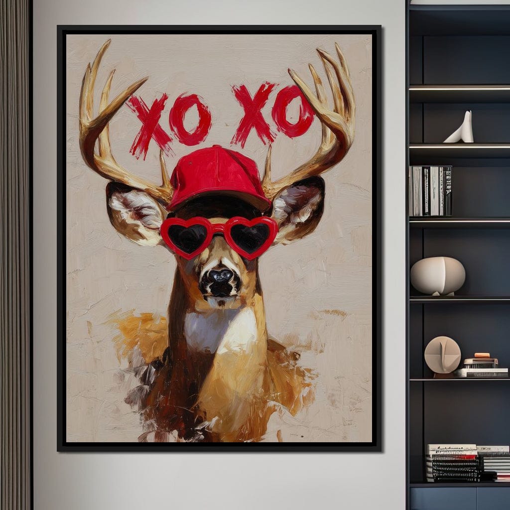 XOXO Deer Love Shades Portrait Canvas Wall Art