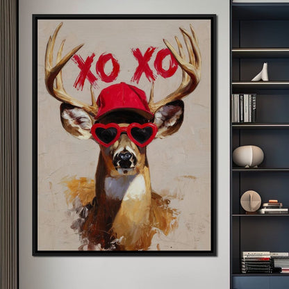 XOXO Deer Love Shades Portrait Canvas Wall Art