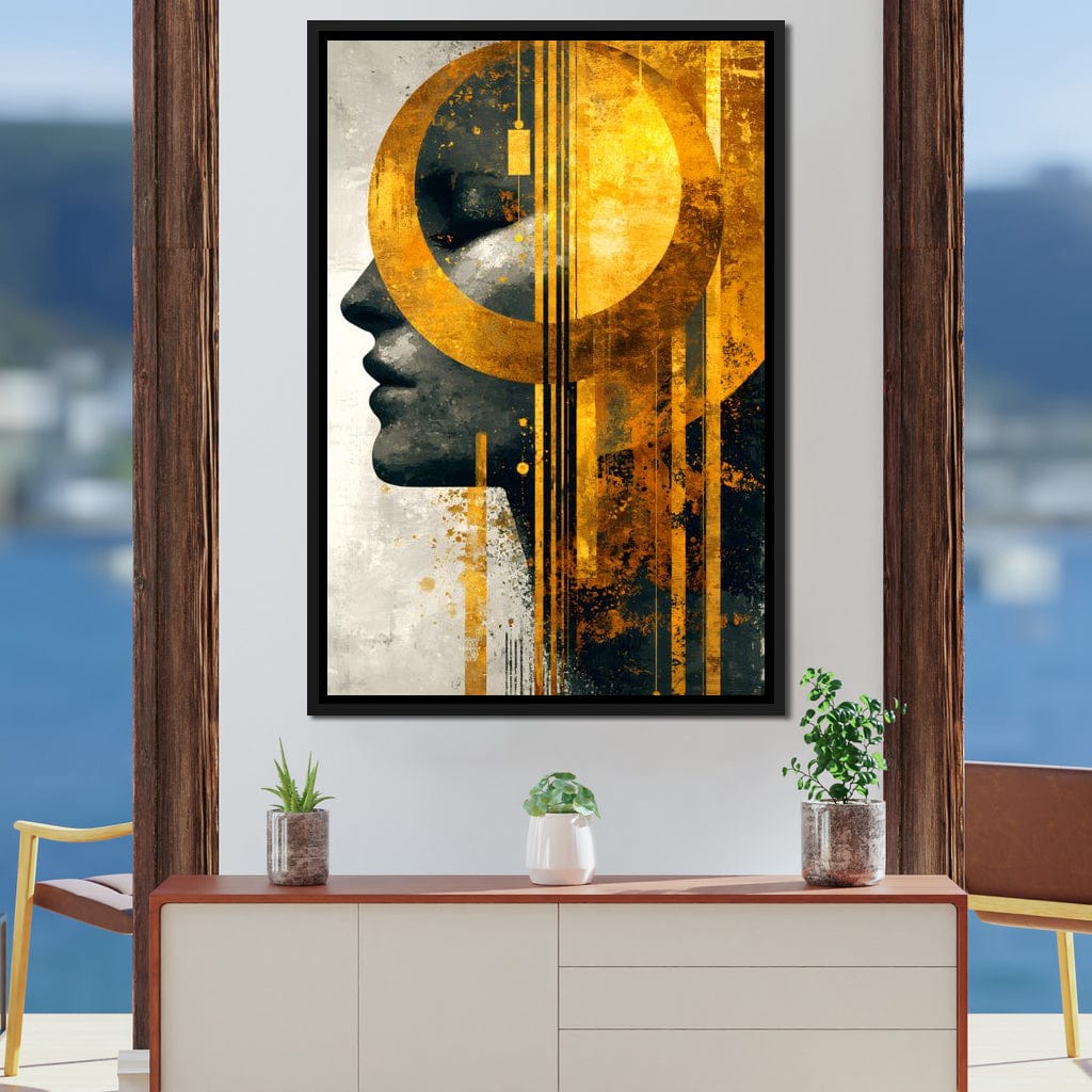 Golden Geometric Elegance Canvas Wall Art