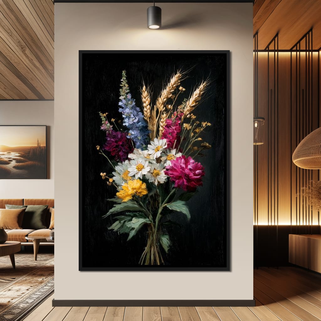 Wildflower Spring Bouquet Canvas Wall Art