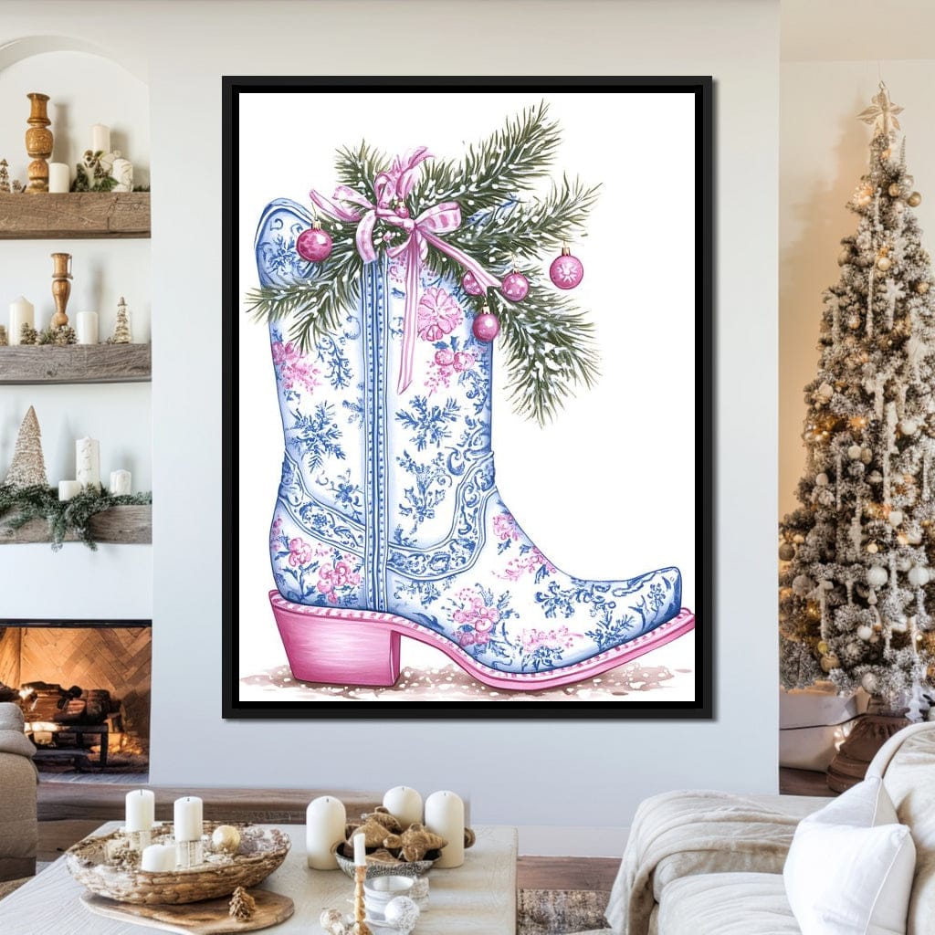 Holiday Cowboy Boot Bouquet Canvas Wall Art