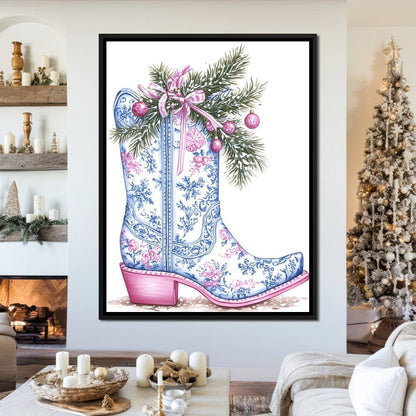 Holiday Cowboy Boot Bouquet Canvas Wall Art