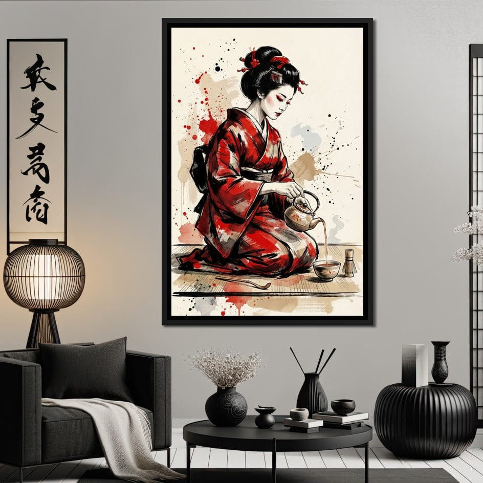 Japanese Woman Tea Ceremony Canvas Wall Art