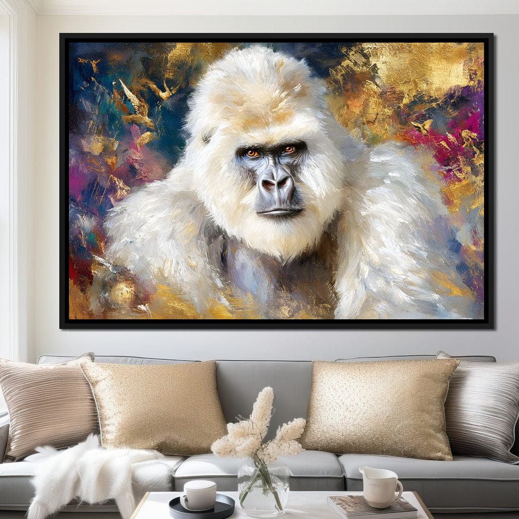 Majestic White Gorilla Portrait Canvas Wall Art