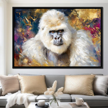 Majestic White Gorilla Portrait Canvas Wall Art