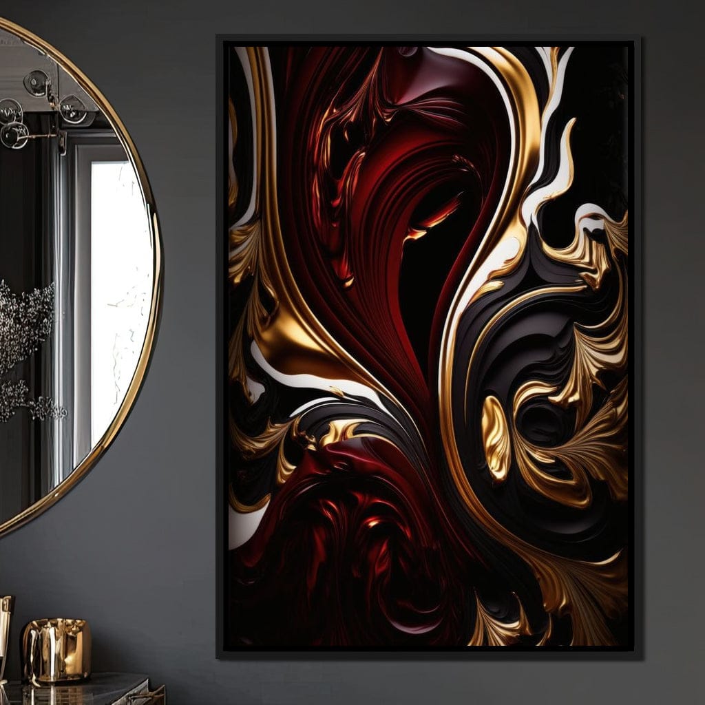 The Marble-Lux Collection: Dark Red & Vibrant Gold 06 Canvas Wall Art