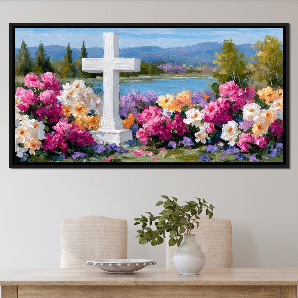 Garden Reverie by the Lake Canvas Wall Art
