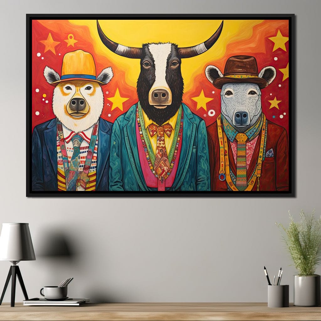Dapper Wild Trio of Animals Canvas Wall Art