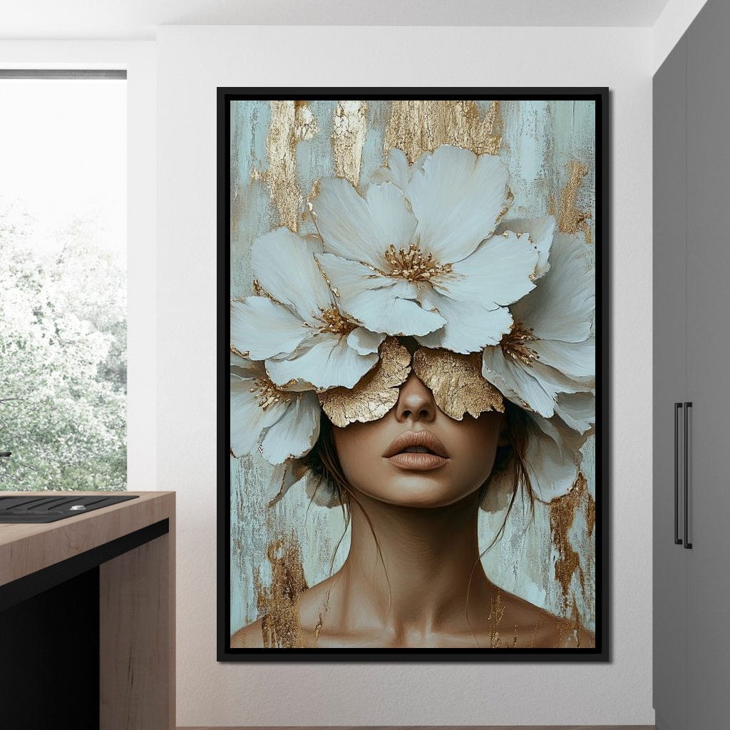 Golden Petal Head Canvas Wall Art