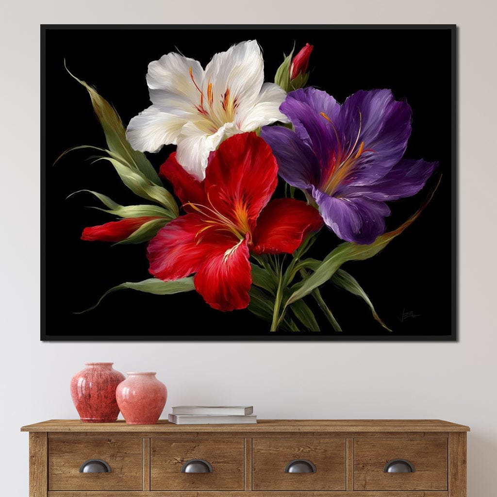 Gladiolus Garden Noir Bloom Canvas Wall Art