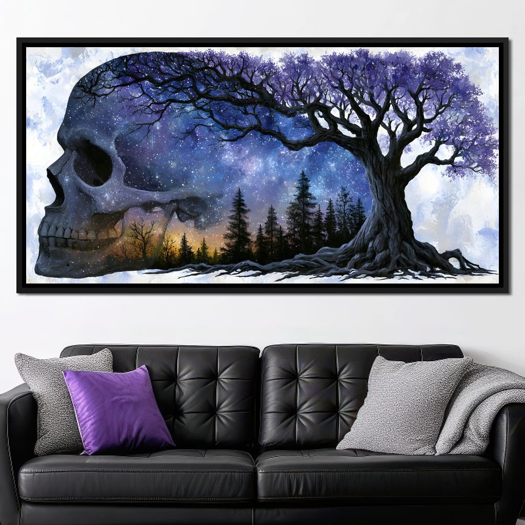 Where Cosmic Night Meets Forest Roots Canvas Wall Art