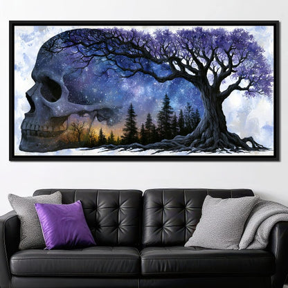Where Cosmic Night Meets Forest Roots Canvas Wall Art