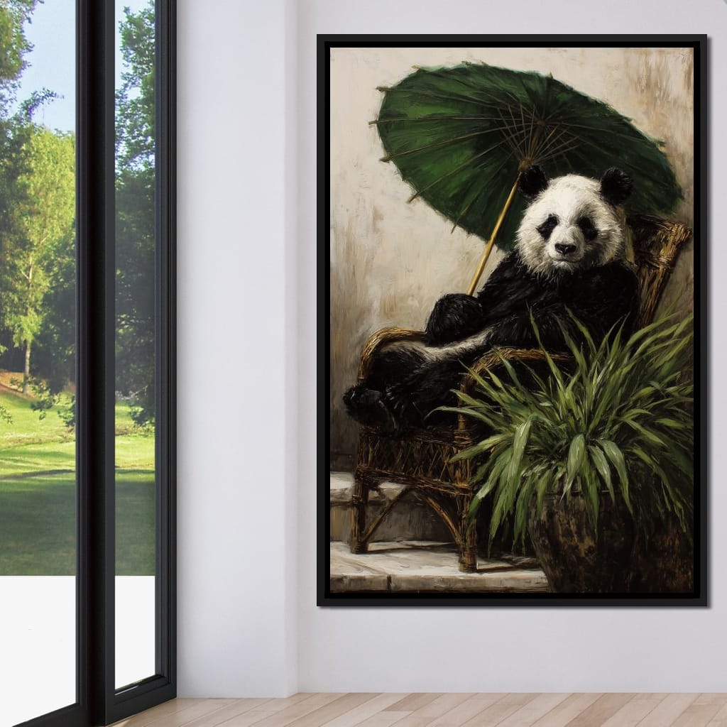Panda Garden Parasol Calmness Canvas Wall Art