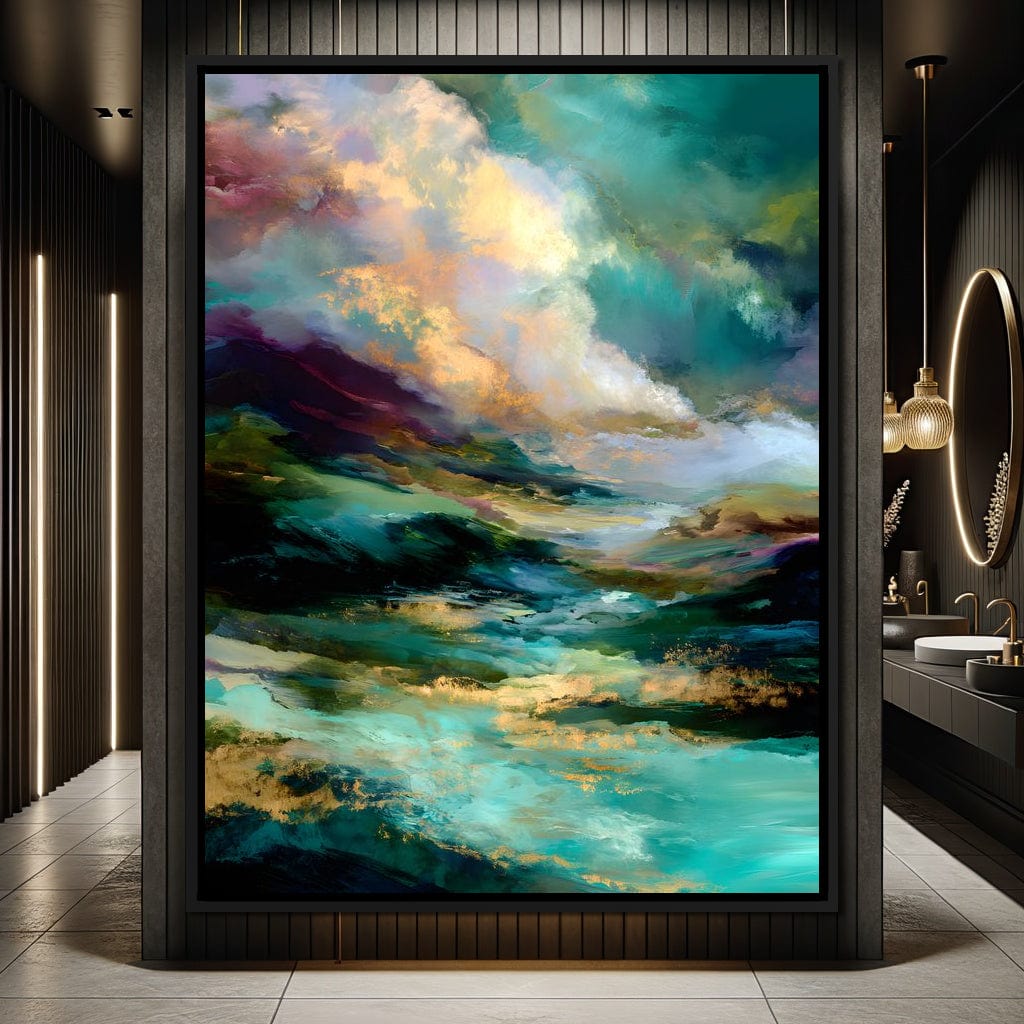 Aurora Tides of Golden Drift Canvas Wall Art