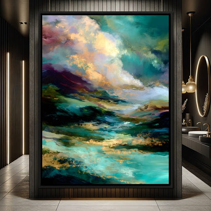 Aurora Tides of Golden Drift Canvas Wall Art