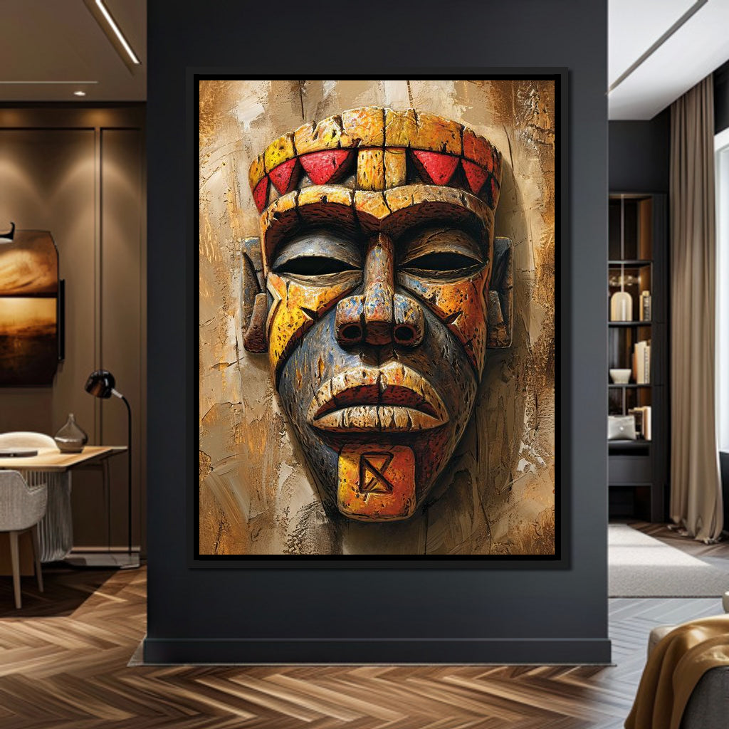Ancient Tribal Mask Vibrance Canvas Wall Art