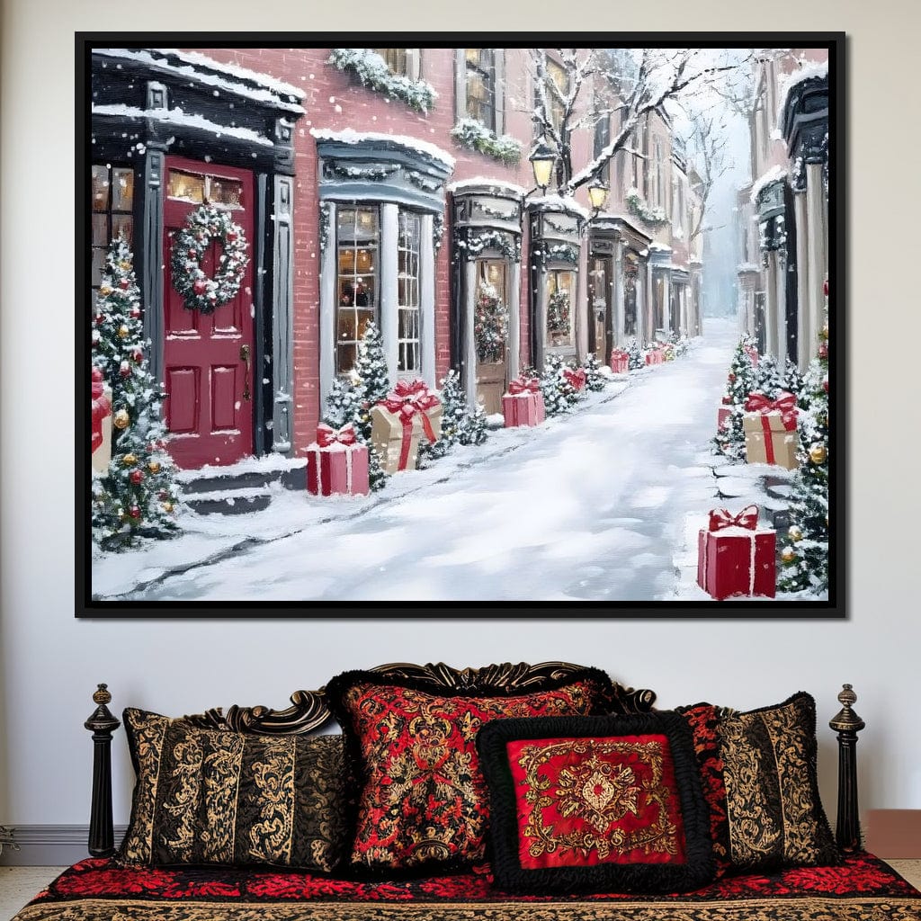 Snowy Carol Lane Holiday Cheer Canvas Wall Art