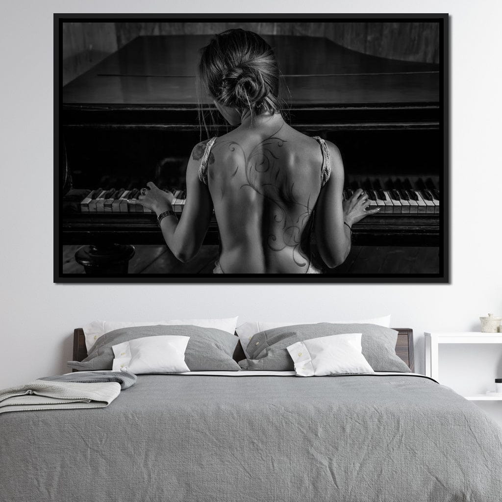 Young Woman Playing Piano Canvas Wall Art