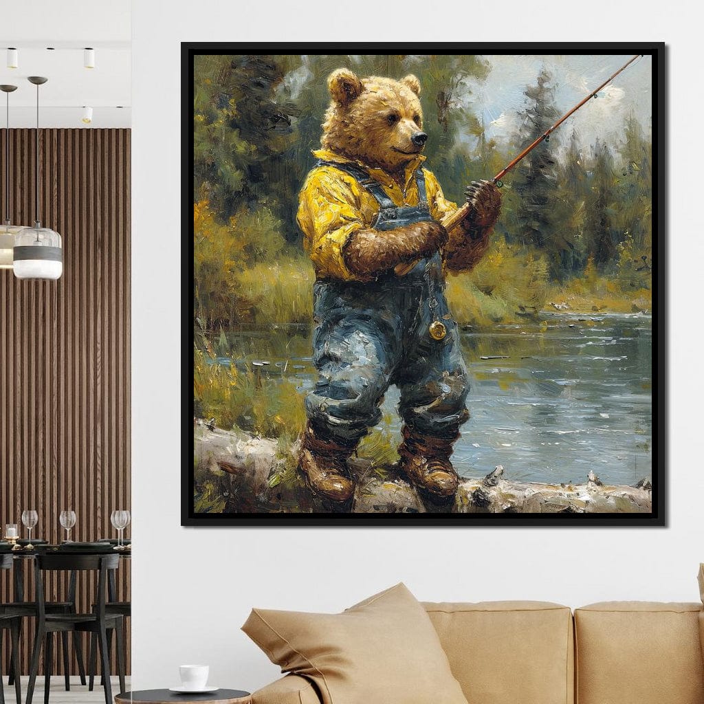 Bear Fishing Canvas Wall Art