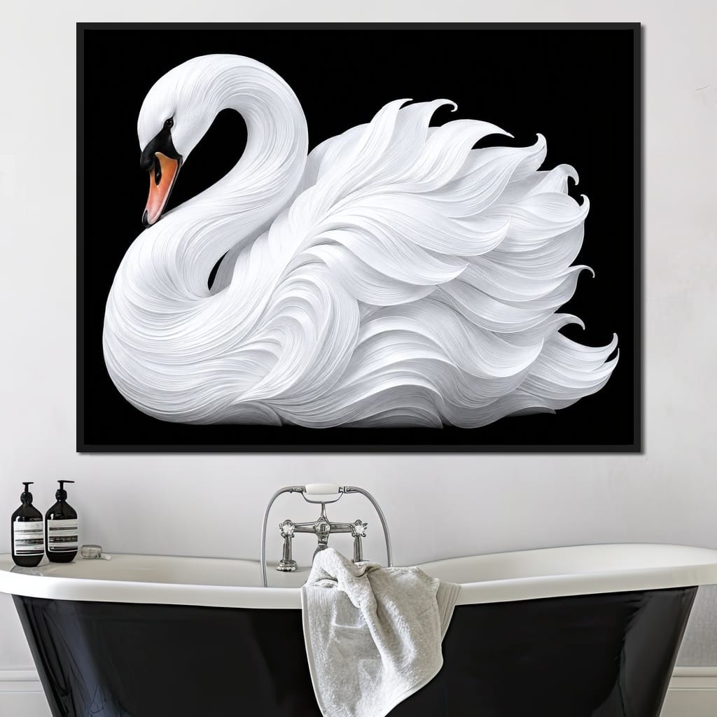 The Alabaster Swan Unfurled Canvas Wall Art