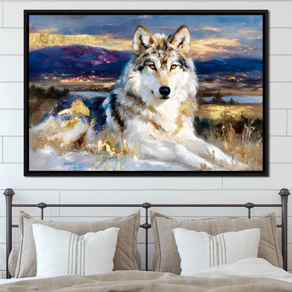 Golden Wolf Mountain Vista Canvas Wall Art