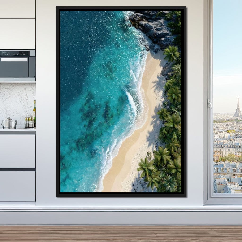 Tropical Cove Aerial Shoreline Canvas Wall Art