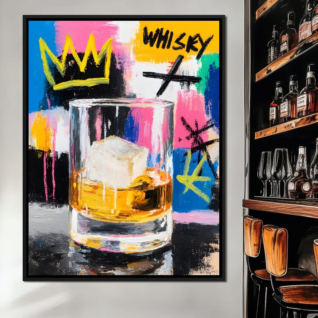 Whiskey Crown Pop Graffiti Scene Canvas Wall Art