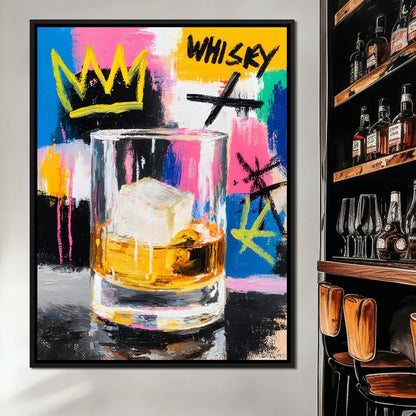 Whiskey Crown Pop Graffiti Scene Canvas Wall Art