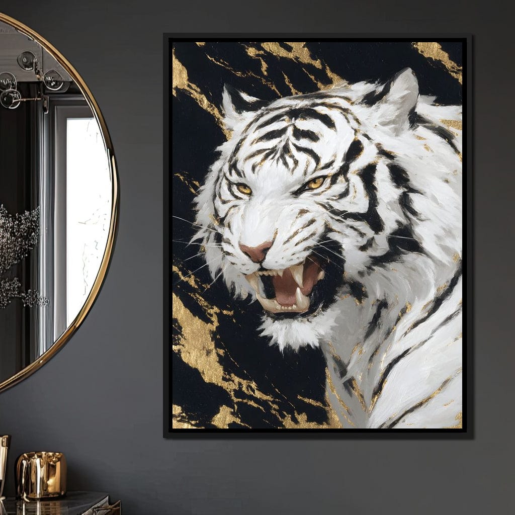 Fierce Aura Golden Roar Canvas Wall Art