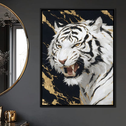 Fierce Aura Golden Roar Canvas Wall Art