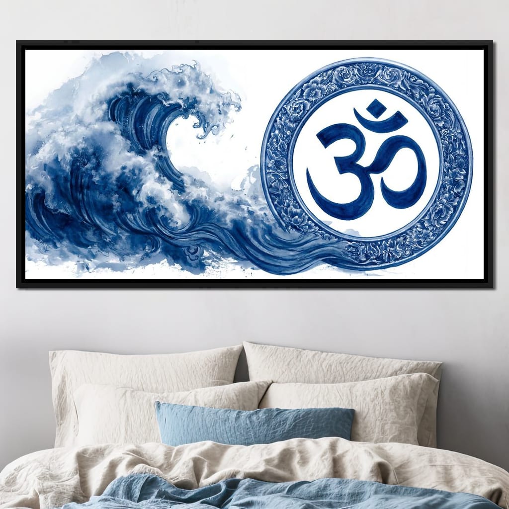 Indigo Om Mandala Meditation Canvas Wall Art