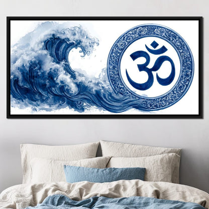 Indigo Om Mandala Meditation Canvas Wall Art