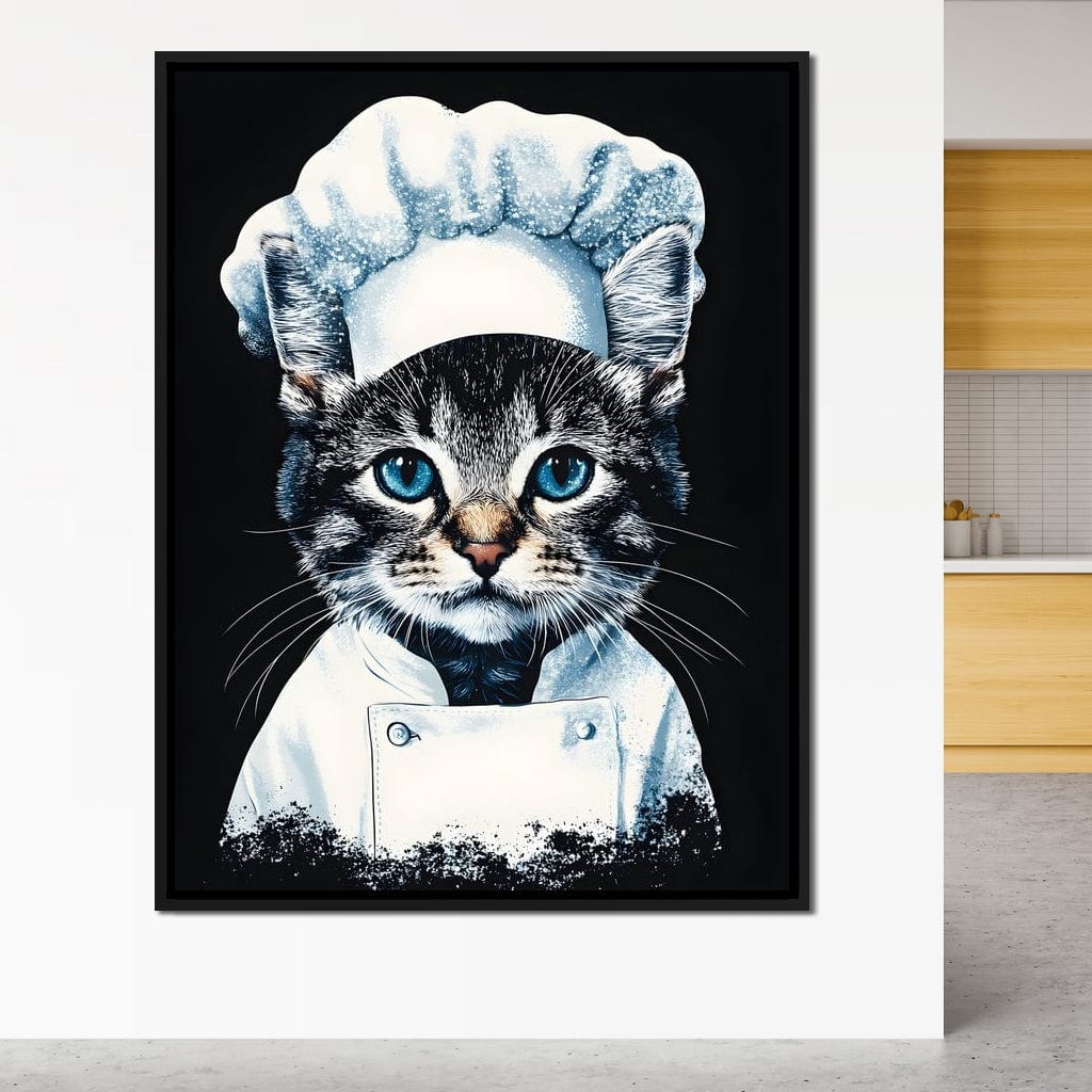 Chef Feline in Snowy Whites Canvas Wall Art