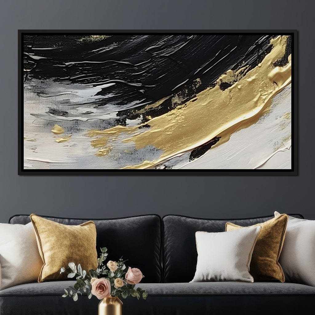 Golden Current Abstract Landscape Canvas Wall Art
