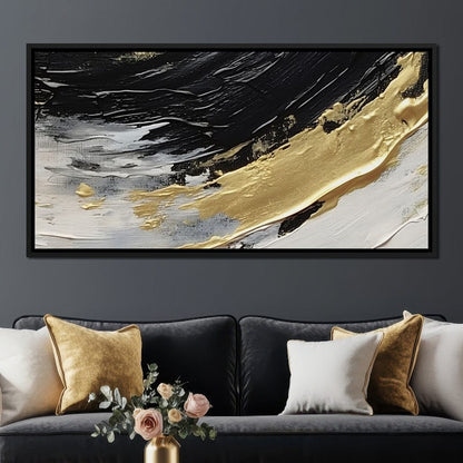 Golden Current Abstract Landscape Canvas Wall Art