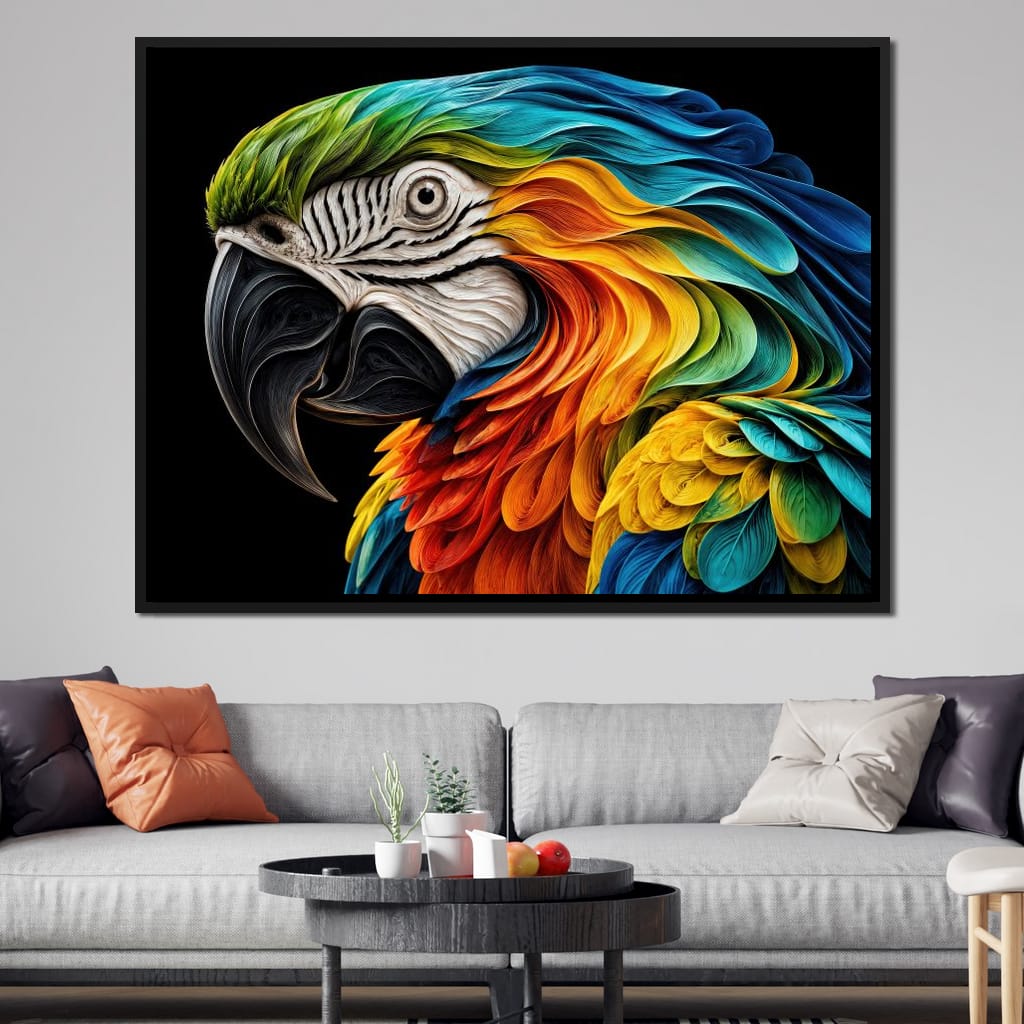 The Ribbon Feather Macaw Canvas Wall Art