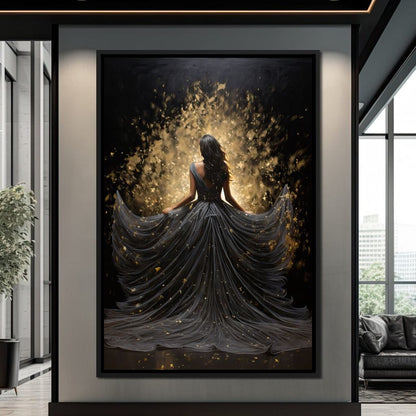Ethereal Flight in Sparkling Gown Canvas Wall Art