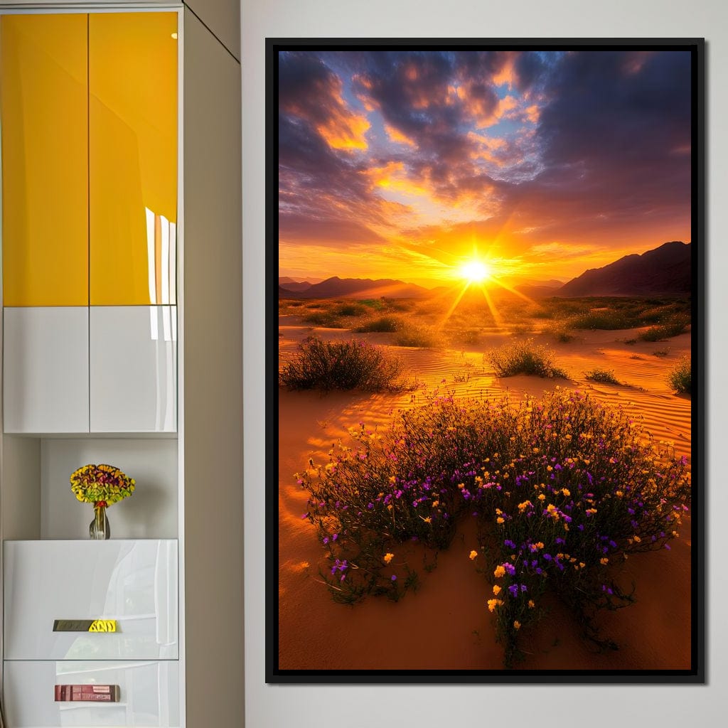 Golden Horizon Meadow Bloom Canvas Wall Art