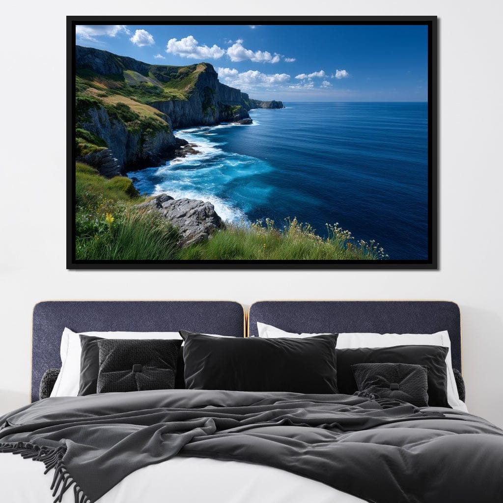 Wild Cliffs Over Blue Sea Canvas Wall Art