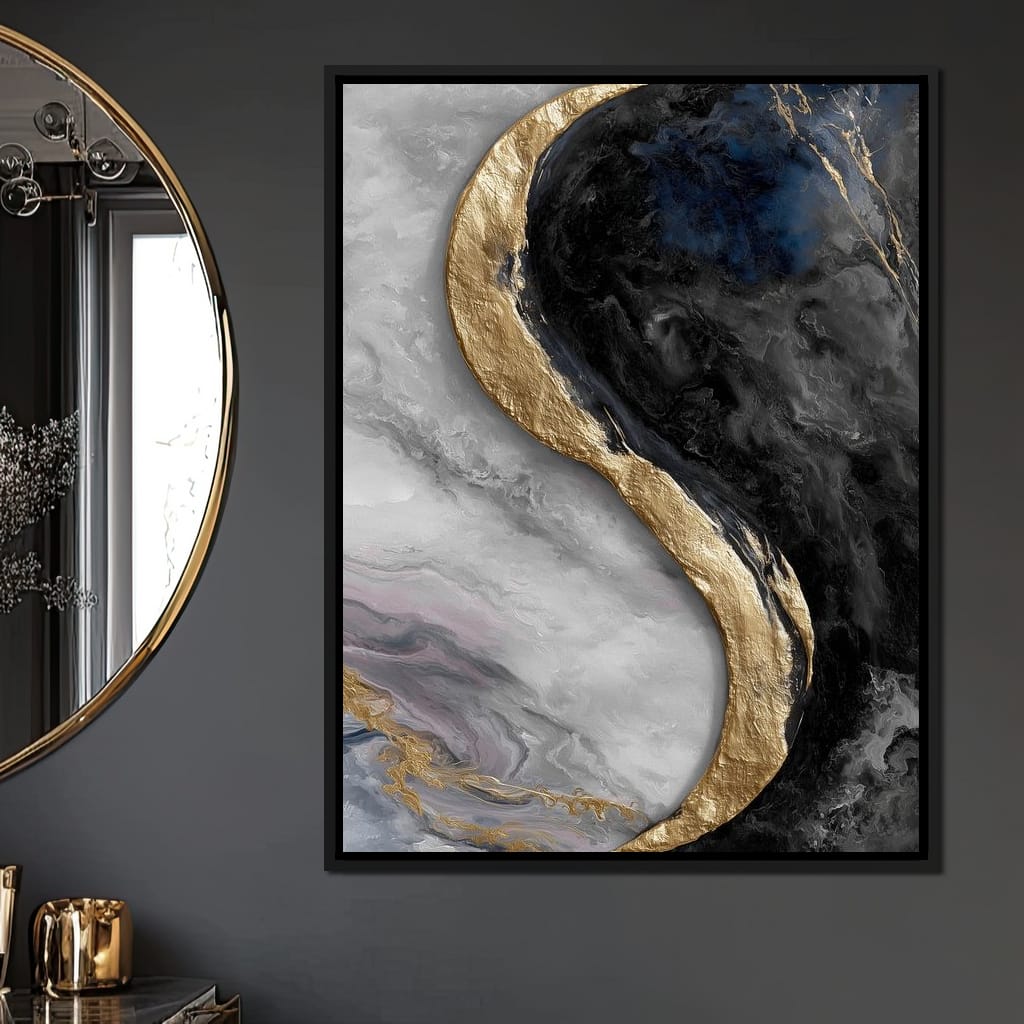 Gilded Moonstone Abstract Flow Canvas Wall Art