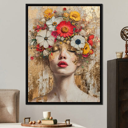 Golden Petal Dreams Canvas Wall Art
