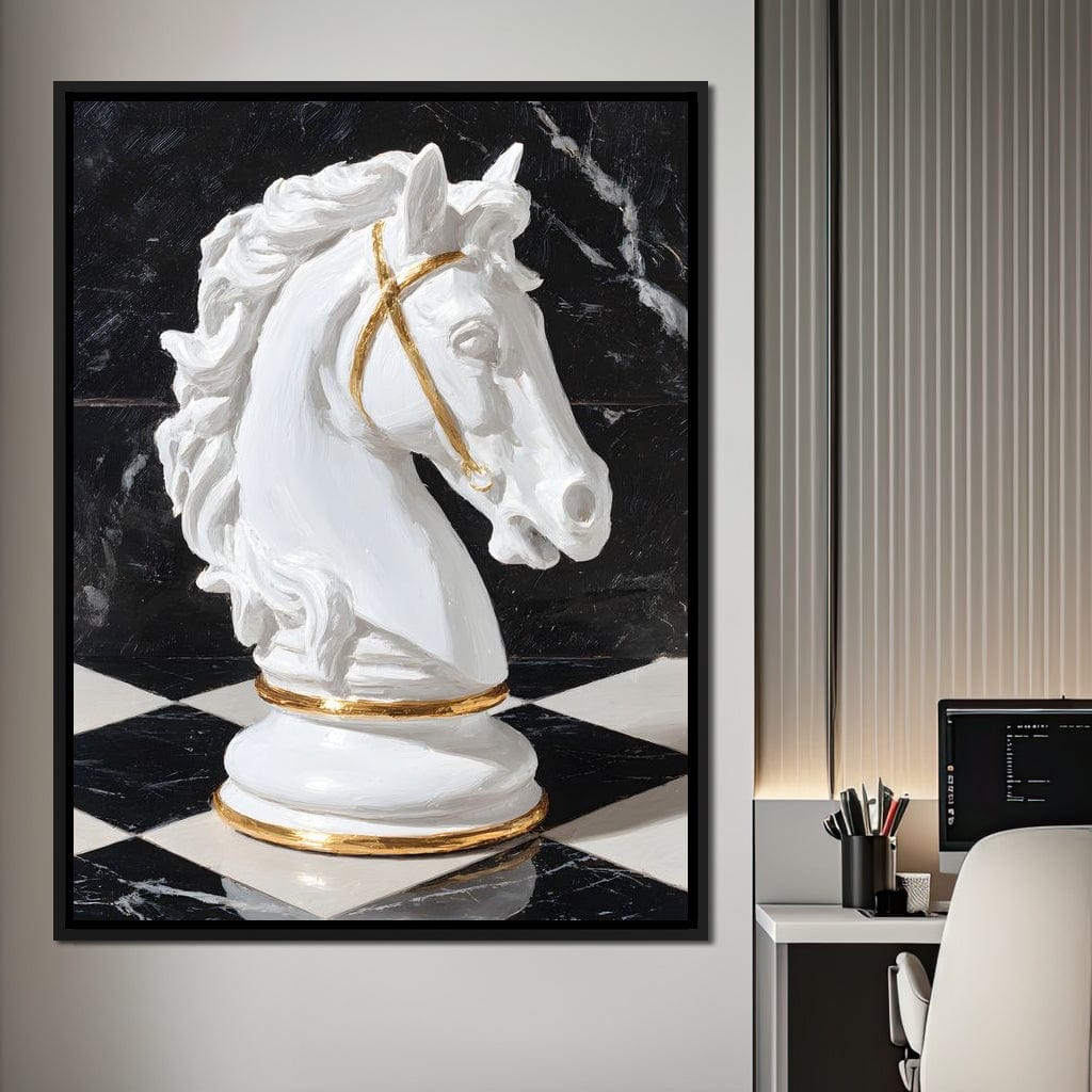 Gilded Knight on Marble Board Canvas Wall Art