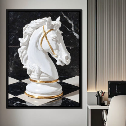 Gilded Knight on Marble Board Canvas Wall Art