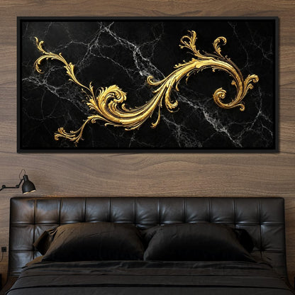 Baroque Flame on Obsidian Stone Canvas Wall Art