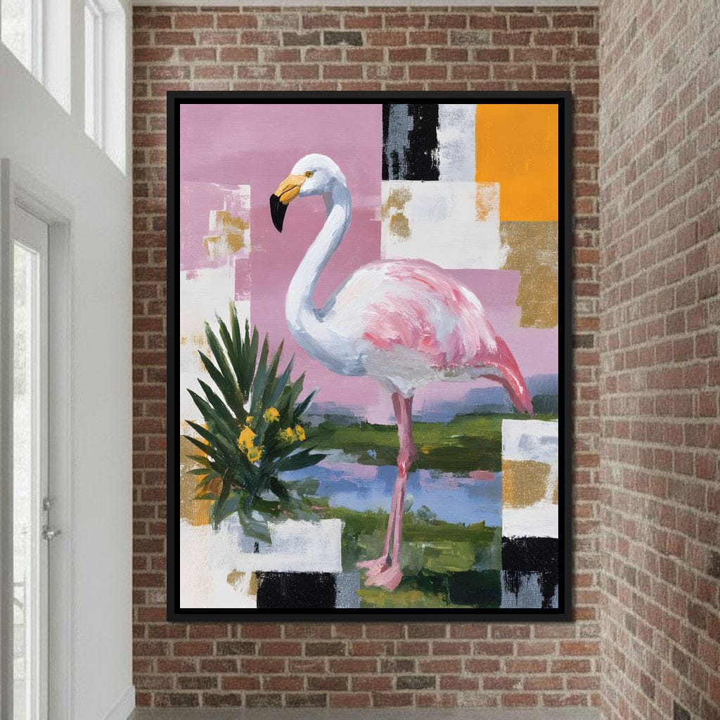 Pink Flamingo Modern Blocks Canvas Wall Art