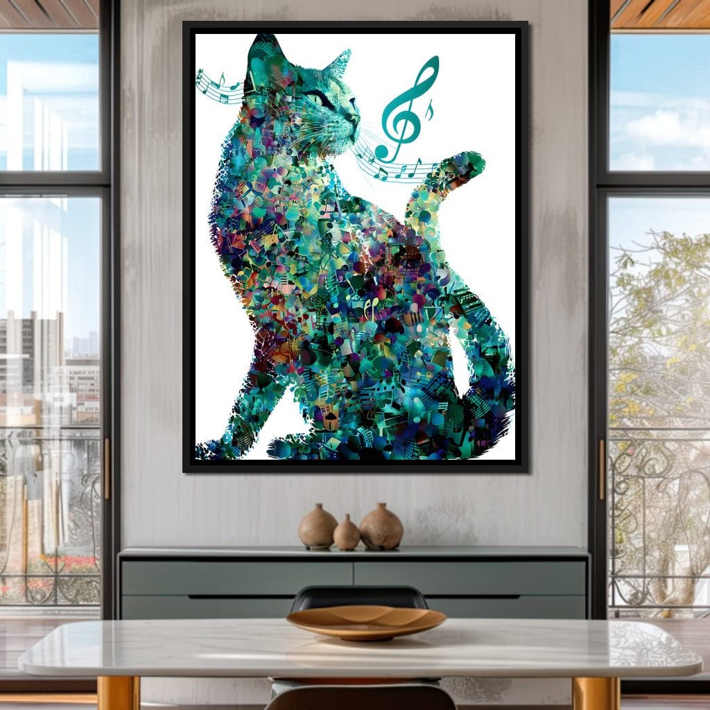 Melody Paws Neon Cat Muse Canvas Wall Art