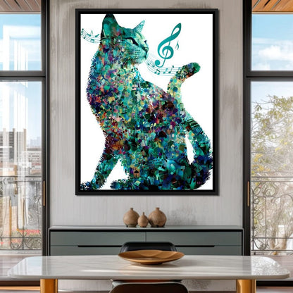 Melody Paws Neon Cat Muse Canvas Wall Art