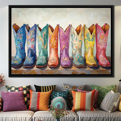 Western Boot Parade Canvas Wall Art
