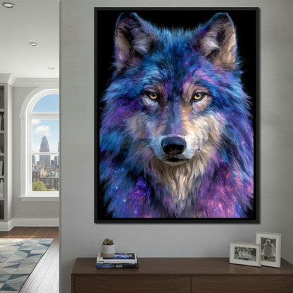 Galactic Wolf Night Watcher Canvas Wall Art
